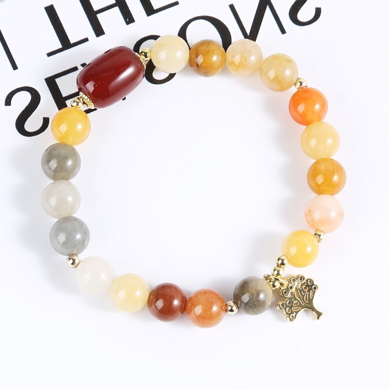 JD Natural Stone Gold Color Jade Bracelets For Women Fashion Sweet Lift Tree Charms Bangles On Hand Girls Party Gifts Jewelry