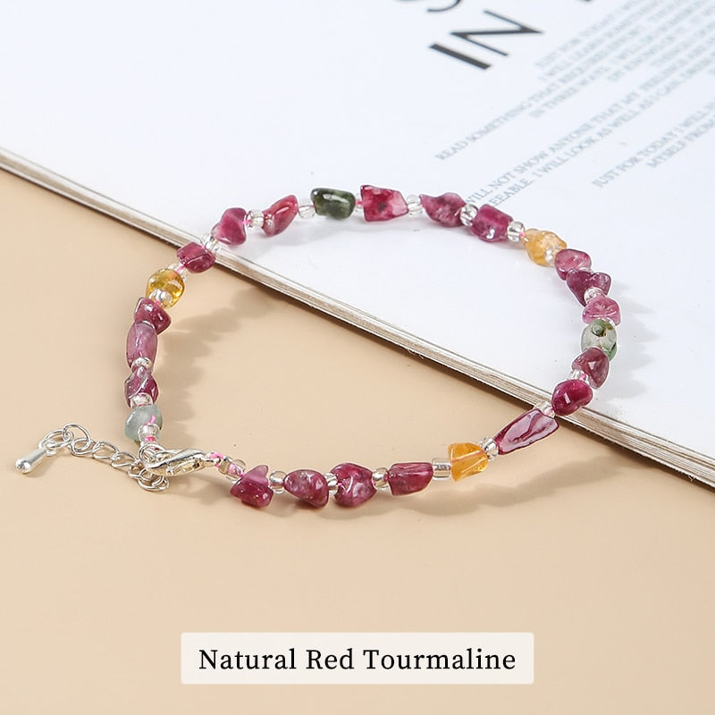 JD Natural Raw Crystal Peridot Chip Stone Beads Bracelets Women Smooth Irregular Amethyst Lemon Quartz Reiki Healing Bangles