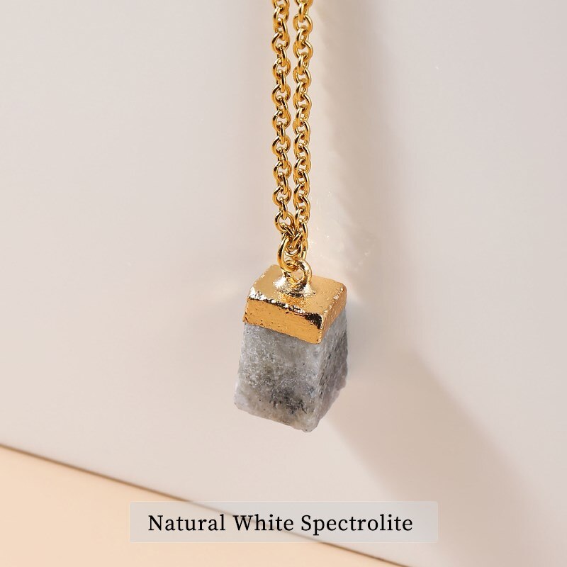 JD Trendy Gold Color Matal & Multicolour Natural Stone Chain Necklace Red Jasper Rock Quartz Pendant Charms Necklaces Wholesale