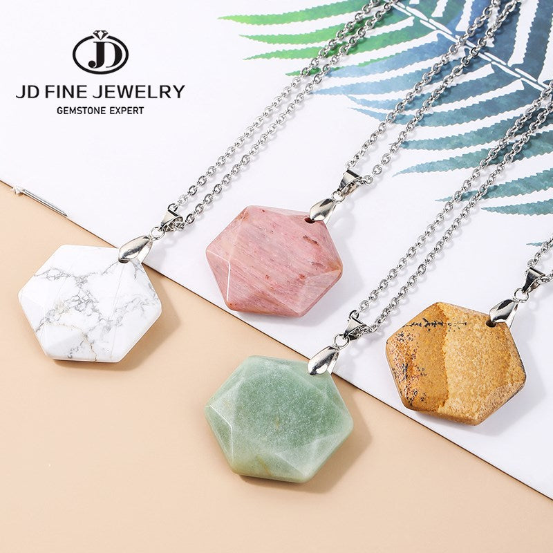 JD Natural Hexagram Healing Crystal Quartz Star of David Hexagon Faceted Amethysts Magen David Pendant Jewelry For Men Wholesale