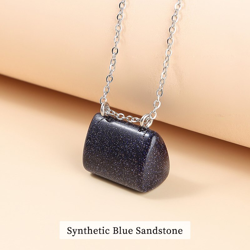 JD Natural Stone Green Aventurine Jaspers Hand Bag Shape Pendant Necklace Women Trendy Healing Charm Beautiful Gemstone Jewelry