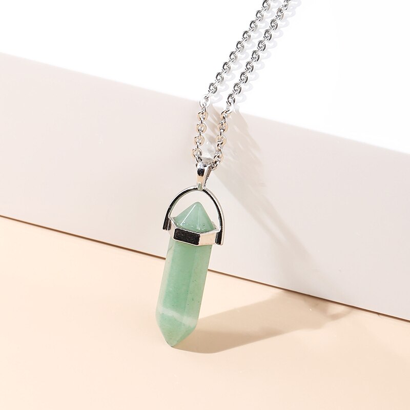 JD Pendulum Natural Stone Pendants For Necklace Charm Striped Agates Quartz Hexagonal Crystal Reiki Meditation Jewelry Wholesale