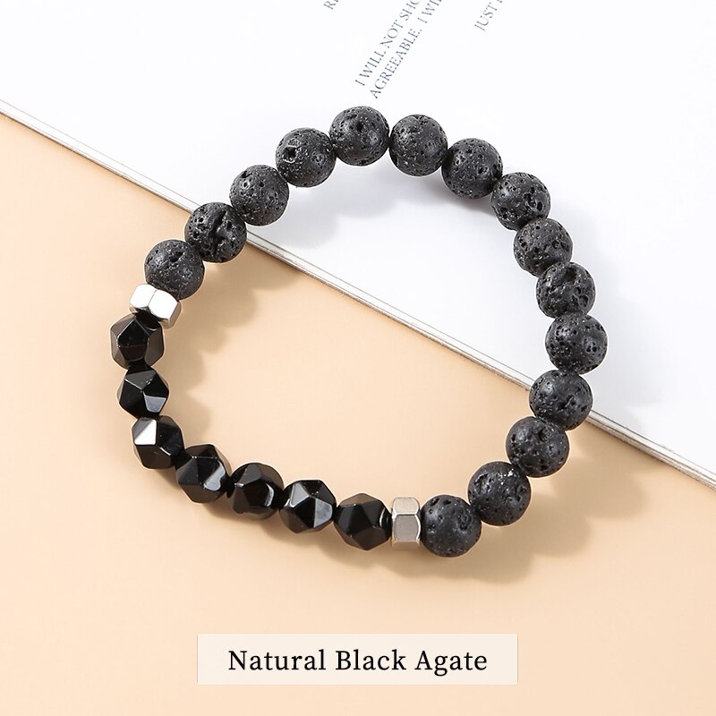 Change Better Natural Lava Volcanic Stone Bead Bracelets Men Tibetan Buddha Faceted Turquoise Yoga Energy Meditation Bangles