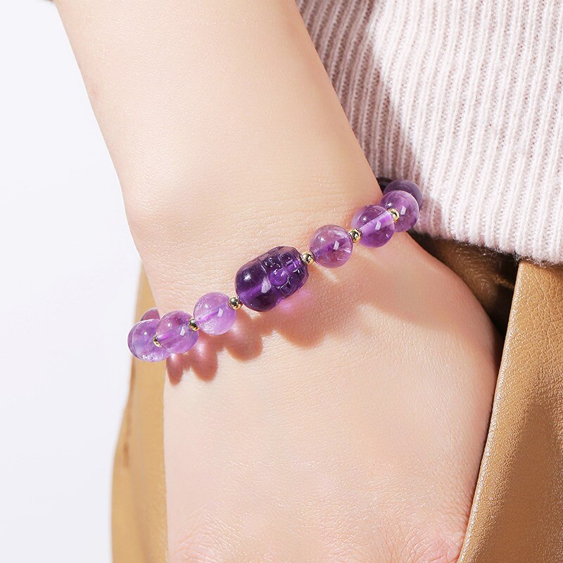 JD Natural Pink Strawberry Crystal Pixiu Bracelet Jewelry Bring Health Wealth Female Personality Design Quartz Beaded Bracelet
