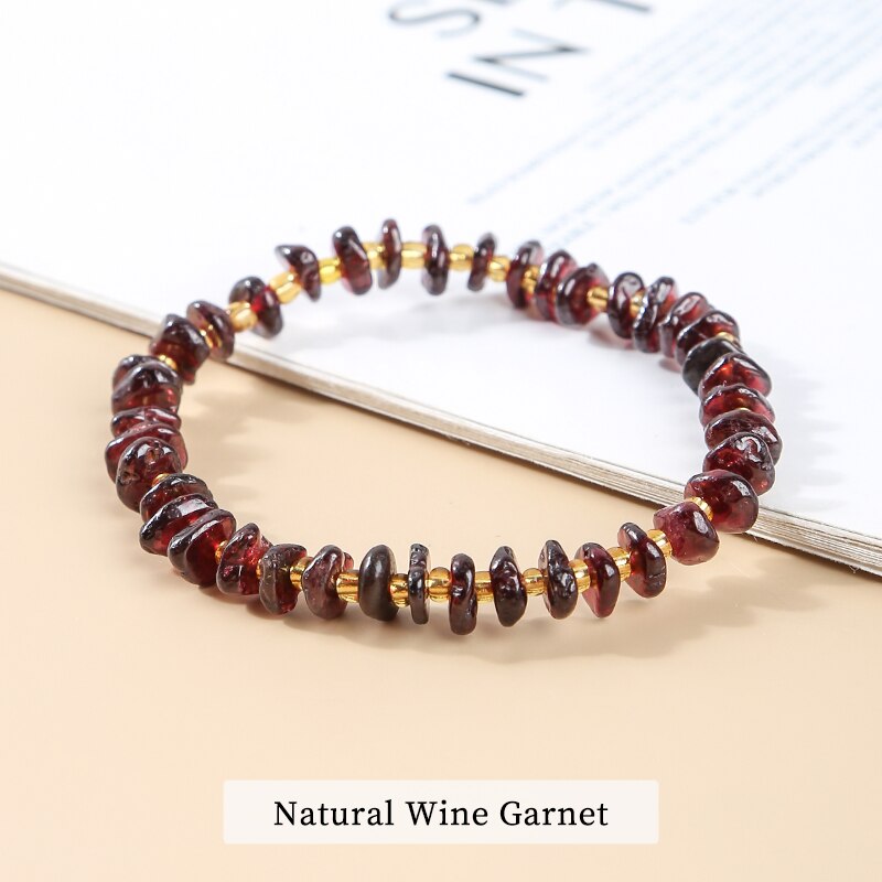 JD Natural Raw Crystal Peridot Chip Stone Beads Bracelets Women Smooth Irregular Amethyst Lemon Quartz Reiki Healing Bangles