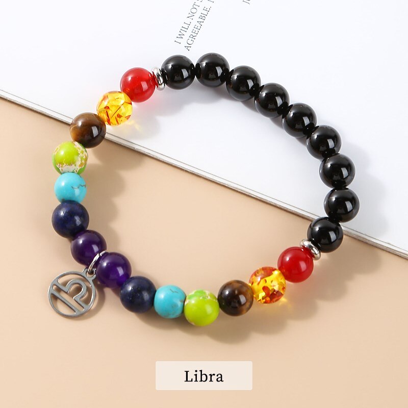 JD Seven Chakras 12 Constellations Energy Bracelet Men Women Trendy Natural Beads Reiki Healing Yoga Wristband Friendship Gifts