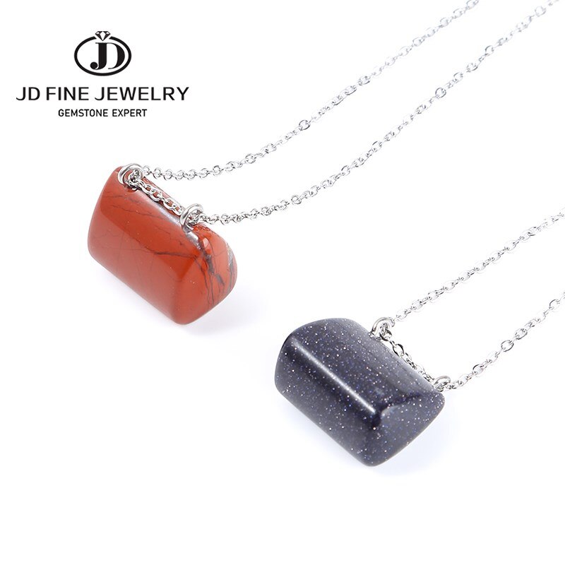 JD Natural Stone Green Aventurine Jaspers Hand Bag Shape Pendant Necklace Women Trendy Healing Charm Beautiful Gemstone Jewelry