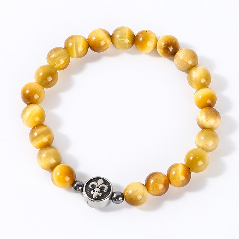 Change Better Natural Stone Golden Tiger Eye Beaded Bracelets Men Women Charm Anchor Yoga Energy Healing Wristband Jewelry Gift