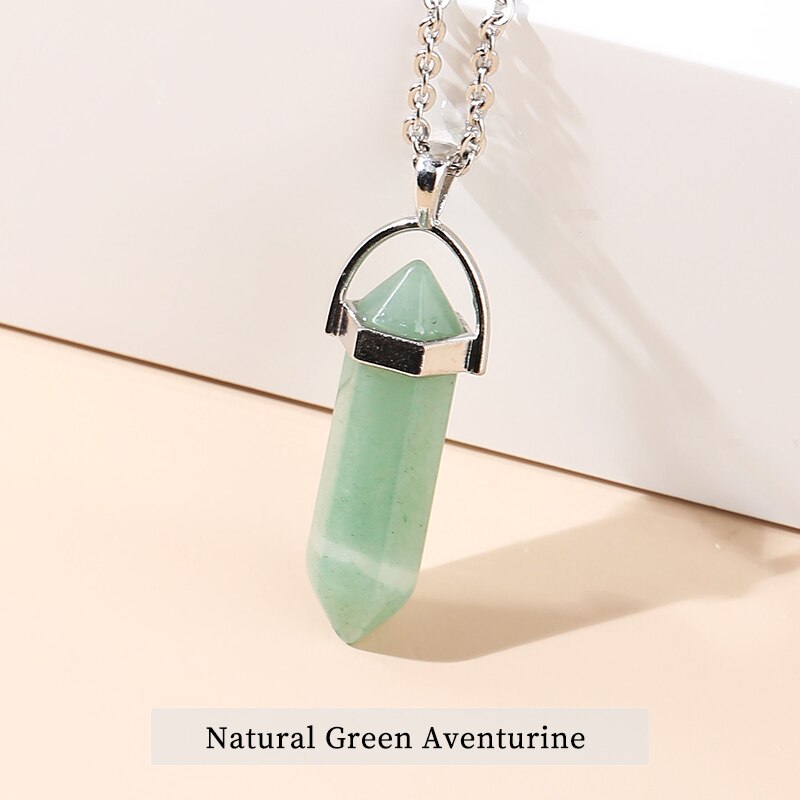 JD Pendulum Natural Stone Pendants For Necklace Charm Striped Agates Quartz Hexagonal Crystal Reiki Meditation Jewelry Wholesale