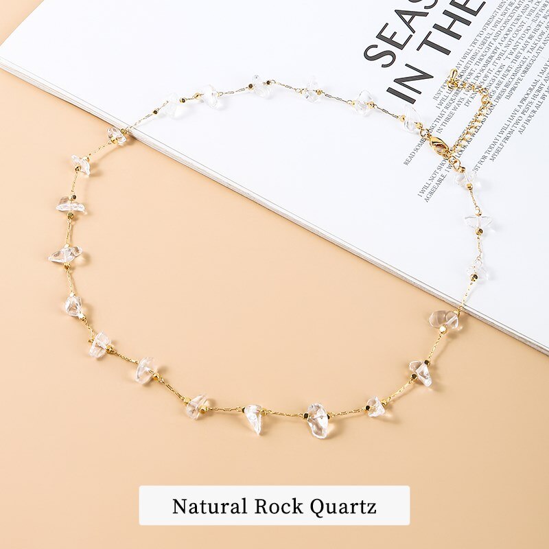 JD Natural Stone Citrines Gravel Necklace For Women Fashion Copper Chain Strawberry Quartz Handwork Choker Femmale Luxury Gift