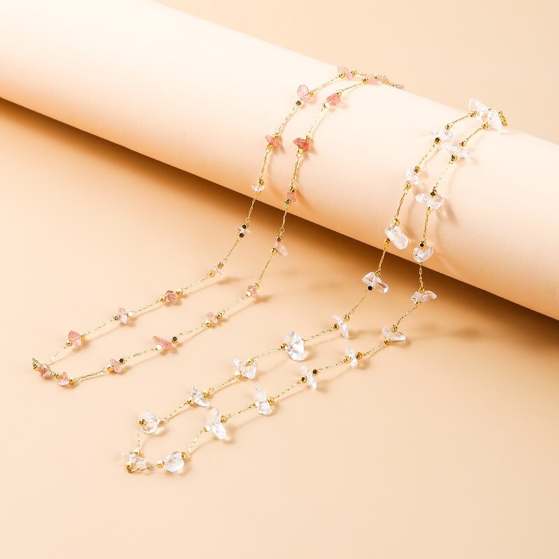 JD Natural Stone Citrines Gravel Necklace For Women Fashion Copper Chain Strawberry Quartz Handwork Choker Femmale Luxury Gift