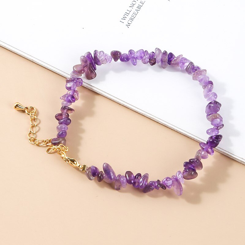 JD Natural Stone Chips Crystal Bracelet Women Amethysts Tourmaline Gravel Adjustable Bangles For Girls Reiki Healing Gifts