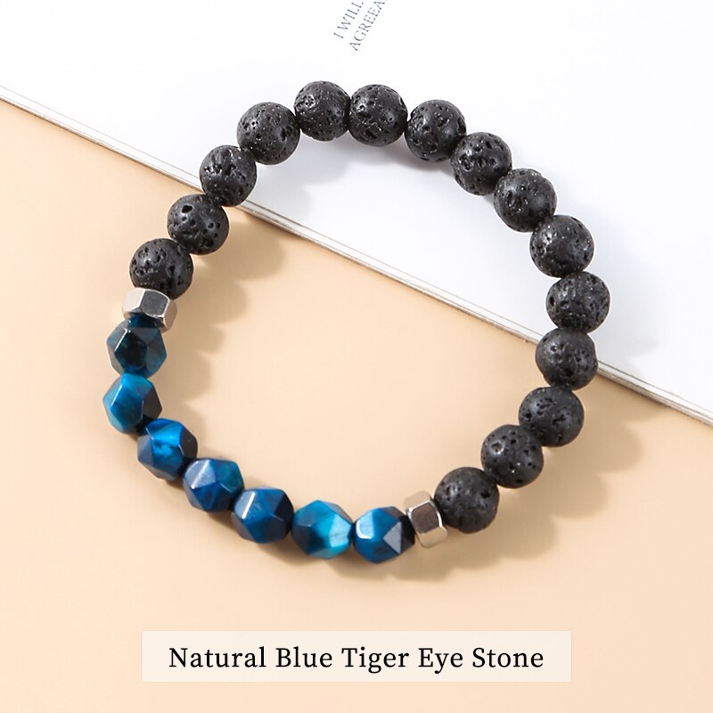 Change Better Natural Lava Volcanic Stone Bead Bracelets Men Tibetan Buddha Faceted Turquoise Yoga Energy Meditation Bangles