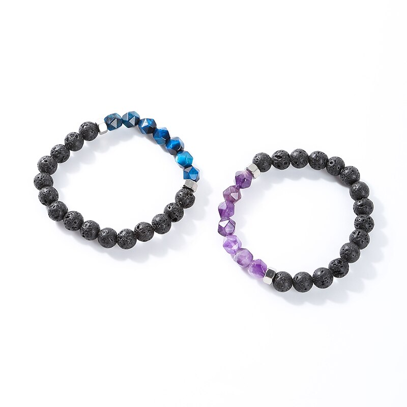 Change Better Natural Lava Volcanic Stone Bead Bracelets Men Tibetan Buddha Faceted Turquoise Yoga Energy Meditation Bangles