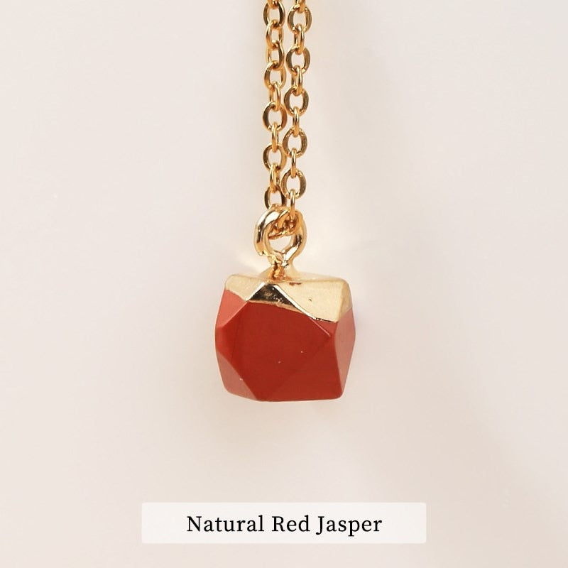 JD 8mm Natural Stone Pendants Faceted Cube Shape Colorful Pendant Making for Charms Jewelry Necklace Gift for Women