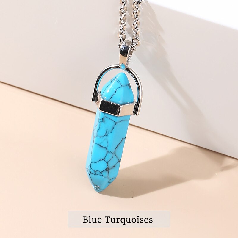 JD Pendulum Natural Stone Pendants For Necklace Charm Striped Agates Quartz Hexagonal Crystal Reiki Meditation Jewelry Wholesale