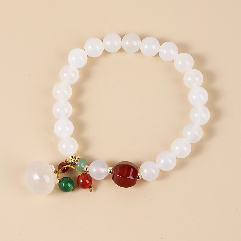 JD Natural White/Red/Green Agate Handmade Bracelets Exquisite Pumpkin Jade Beads Bracelet Lucky Jewelry Gift For Women