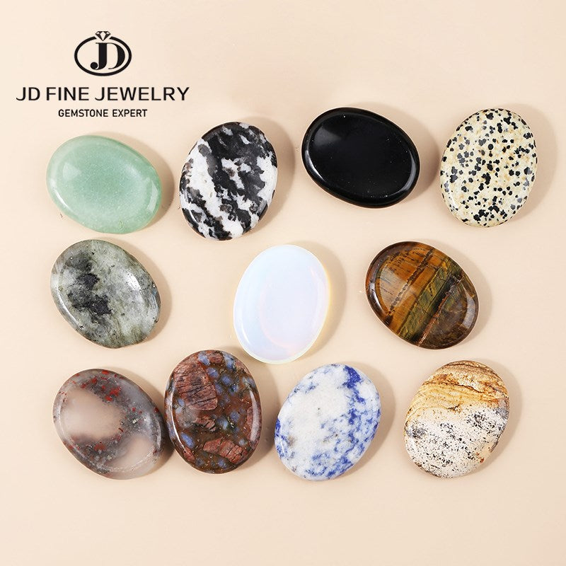 JD 35*45*6mm Worry Stone Thumb Stone Natural Healing Crystals Therapy Reiki Treatment Spiritual Minerals Massage Palm Stone