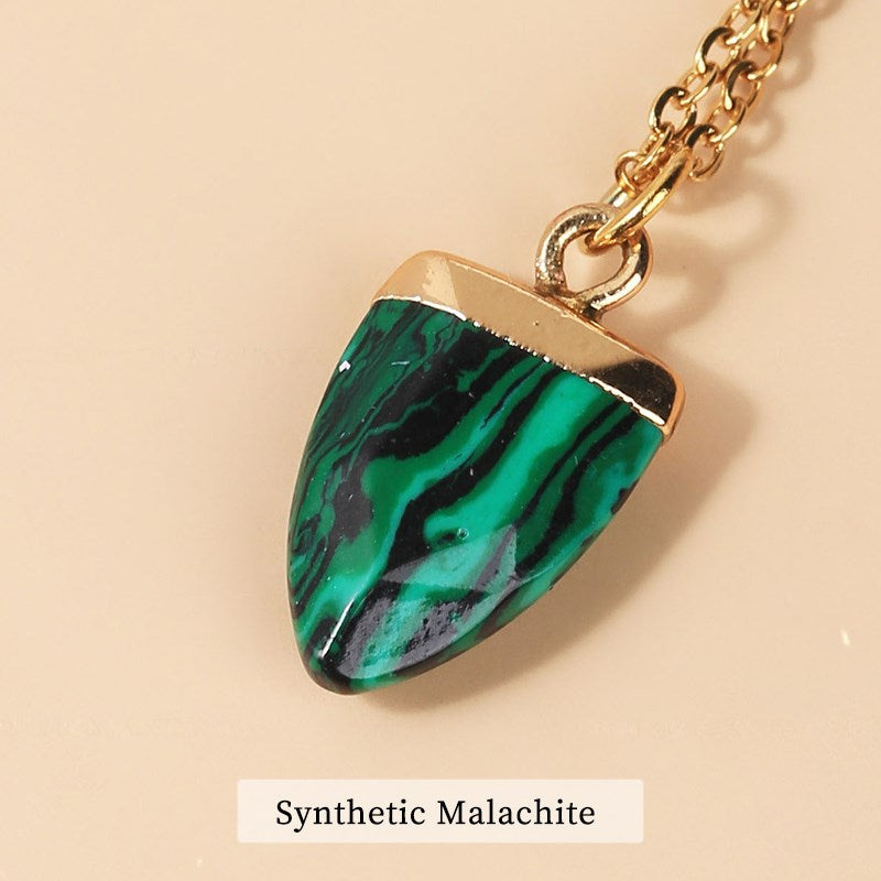 JD Blue Stone Pendant Lapis Lazuli Yellow Tiger Eyes Stone Malachite Polygon Pendants Necklace Women Man Jewelry Wholesale