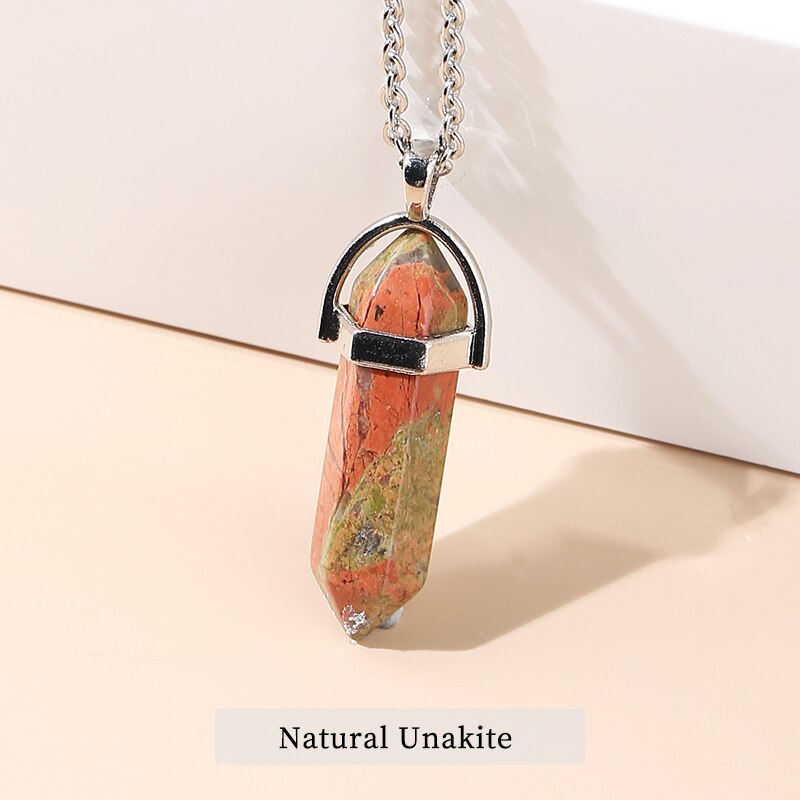 JD Pendulum Natural Stone Pendants For Necklace Charm Striped Agates Quartz Hexagonal Crystal Reiki Meditation Jewelry Wholesale