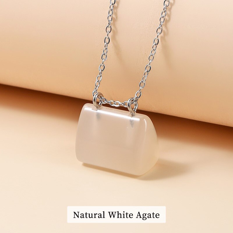 JD Natural Stone Green Aventurine Jaspers Hand Bag Shape Pendant Necklace Women Trendy Healing Charm Beautiful Gemstone Jewelry