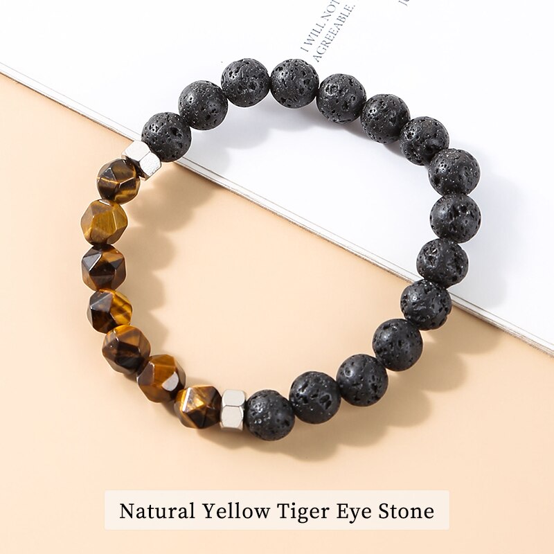 Change Better Natural Lava Volcanic Stone Bead Bracelets Men Tibetan Buddha Faceted Turquoise Yoga Energy Meditation Bangles