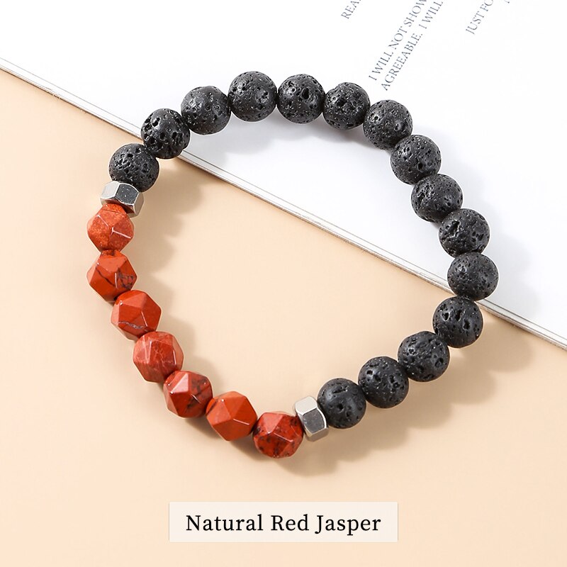 Change Better Natural Lava Volcanic Stone Bead Bracelets Men Tibetan Buddha Faceted Turquoise Yoga Energy Meditation Bangles