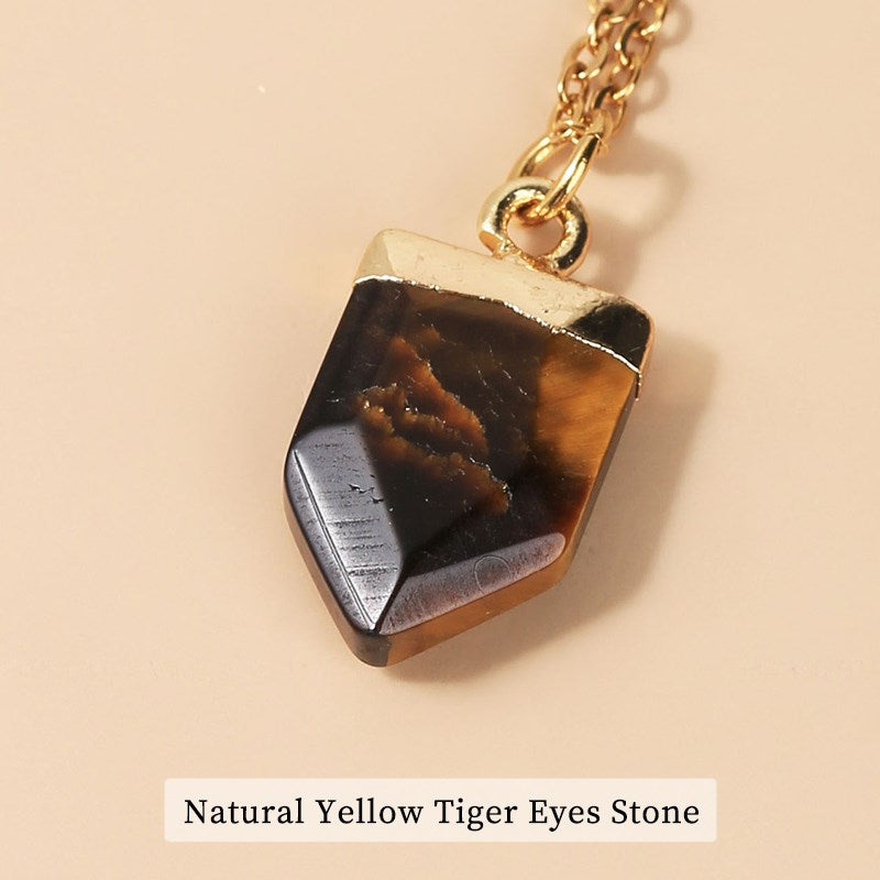 JD Blue Stone Pendant Lapis Lazuli Yellow Tiger Eyes Stone Malachite Polygon Pendants Necklace Women Man Jewelry Wholesale