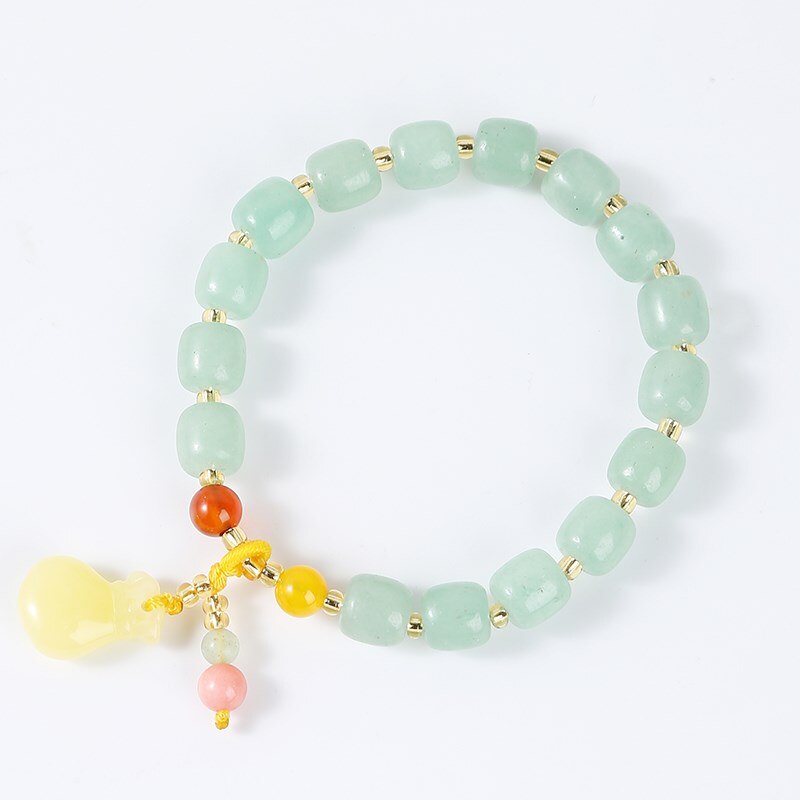 JD Elegant Natural Green Aventurine Bracelets Women 2022 Summer Amber Lucky Bag Pendant Braid Beaded Bracelet Fashion Jewelry