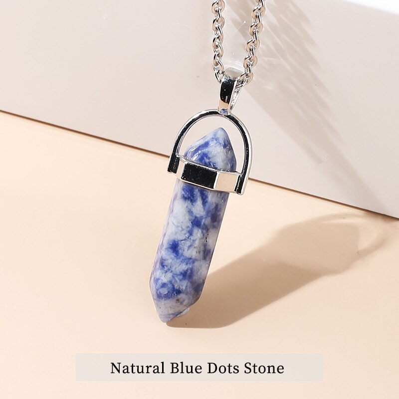 JD Pendulum Natural Stone Pendants For Necklace Charm Striped Agates Quartz Hexagonal Crystal Reiki Meditation Jewelry Wholesale