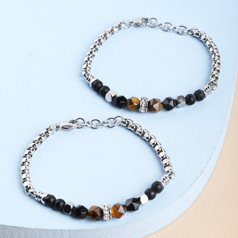 Change Better Natural Yellow Tiger Eye Buddha Bracelet Women Men Chakra Stone Stainless Steel Chain Bangles Handmade Couple Gift