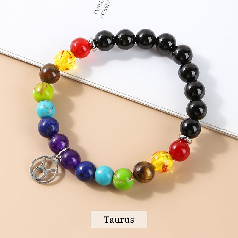 JD Seven Chakras 12 Constellations Energy Bracelet Men Women Trendy Natural Beads Reiki Healing Yoga Wristband Friendship Gifts