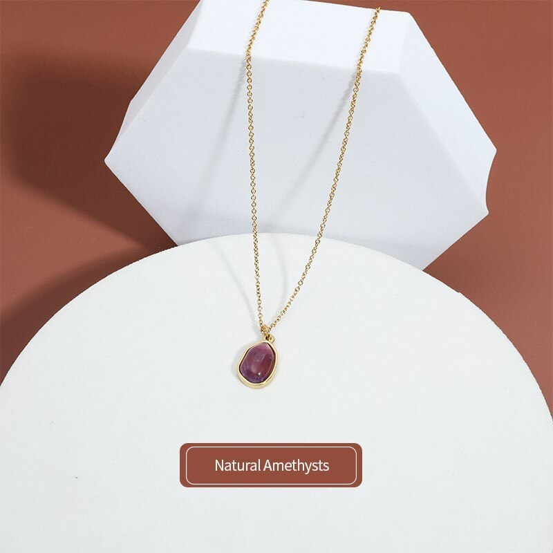 Change Better Natural Stone Amethysts Crystal Pendant Necklace Women Reiki Rose Quartz Small Charms Girl Cute Chain Jewelry