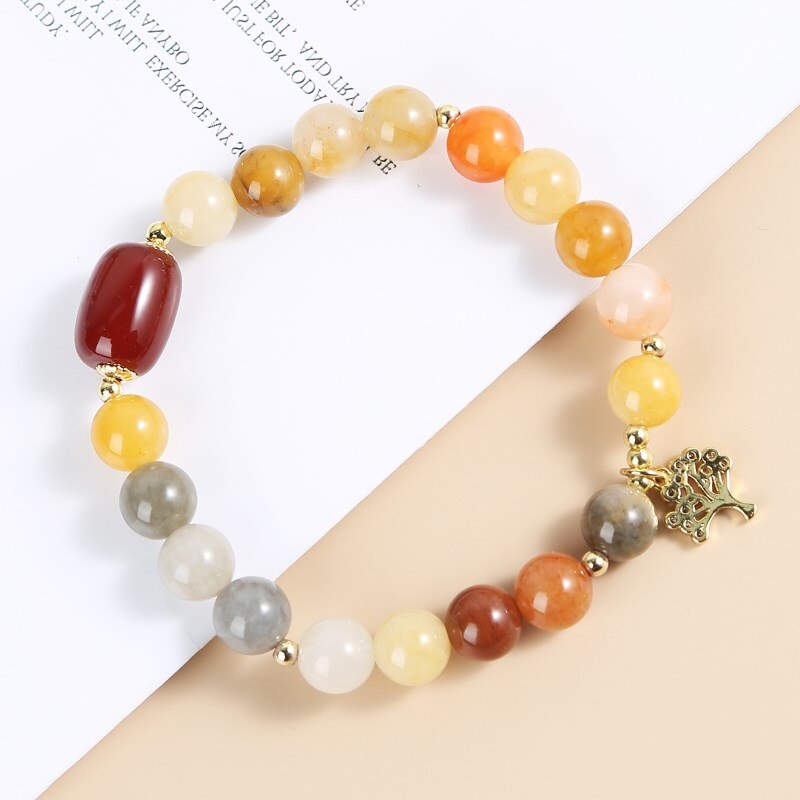 JD Natural Stone Gold Color Jade Bracelets For Women Fashion Sweet Lift Tree Charms Bangles On Hand Girls Party Gifts Jewelry