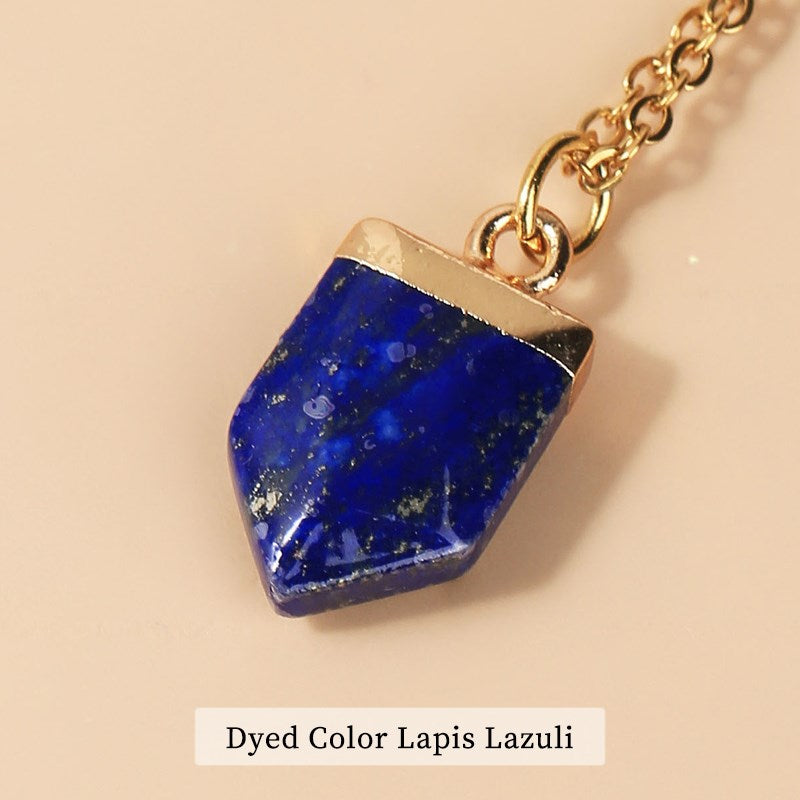 JD Blue Stone Pendant Lapis Lazuli Yellow Tiger Eyes Stone Malachite Polygon Pendants Necklace Women Man Jewelry Wholesale