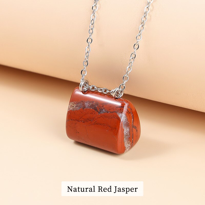 JD Natural Stone Green Aventurine Jaspers Hand Bag Shape Pendant Necklace Women Trendy Healing Charm Beautiful Gemstone Jewelry