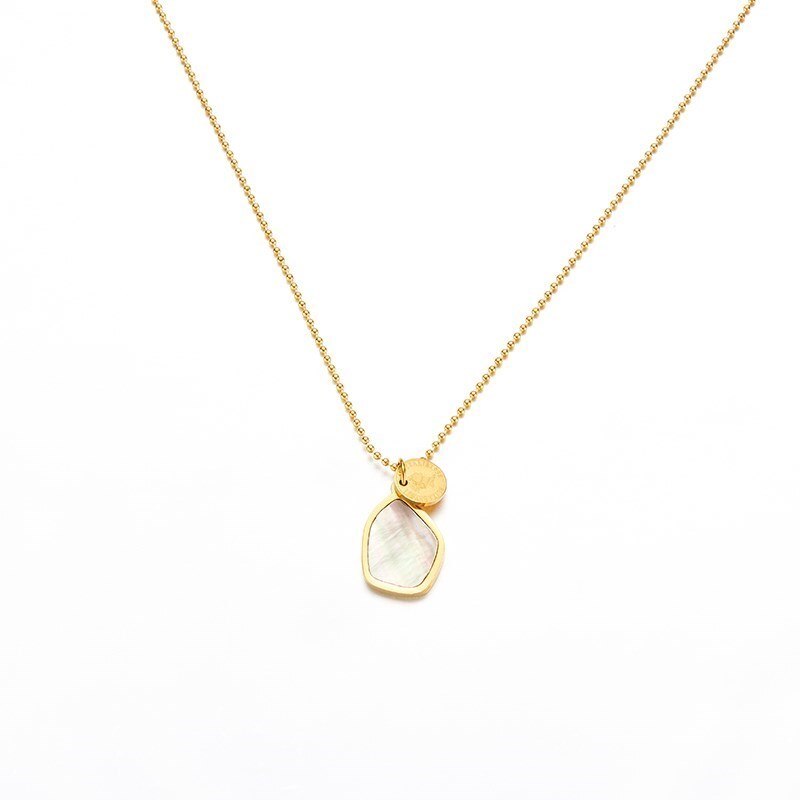 Change Better Natural White Shell Small Pendant Necklace Women Fashion Gold Color Titanium Steel Geometric Clavicle Link Choker