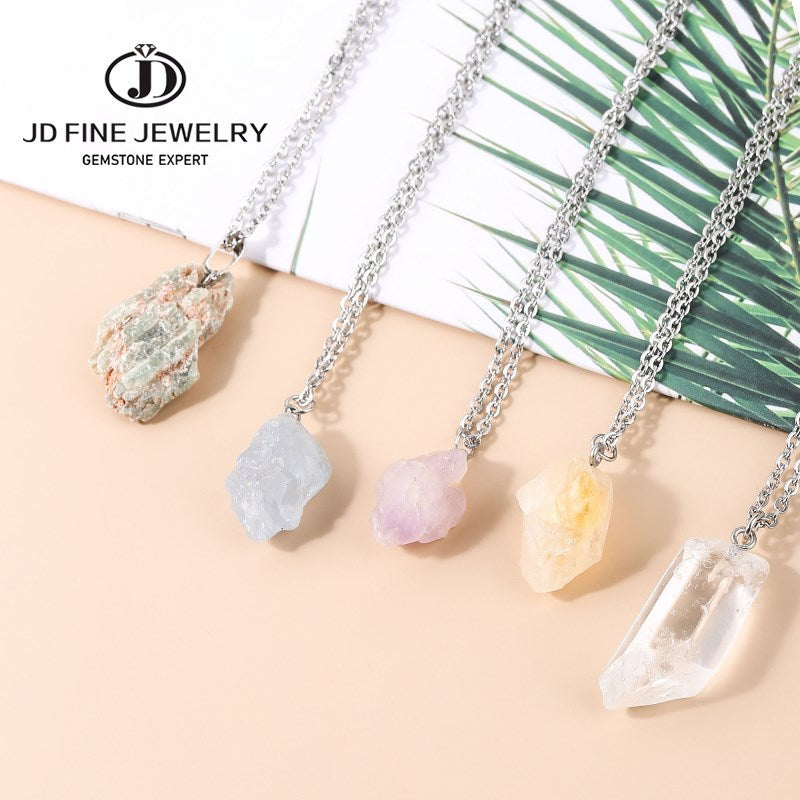 JD Wholesale 1pcs Hot Selling Trendy Assorted Natural stone Mixed Irregular Shape Citrine Rock Quartz Pendants Charms Jewelry